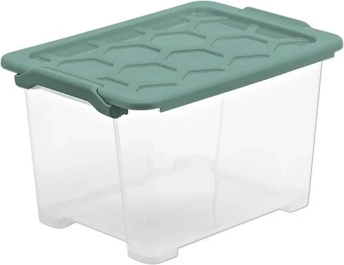 Rotho Evo Safe Keeping Aufbewahrungsbox, 15l, transparent/mistelgrün, inkl. Deckel