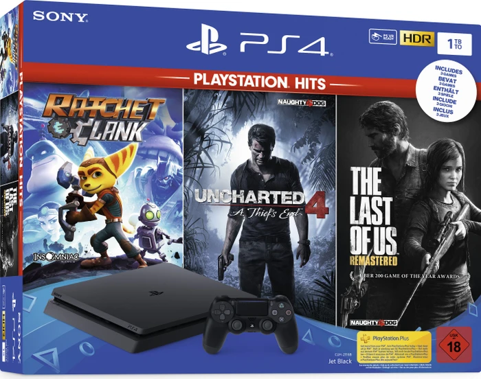 Sony PlayStation 4 Slim - 1TB PlayStation Hits Bundle schwarz