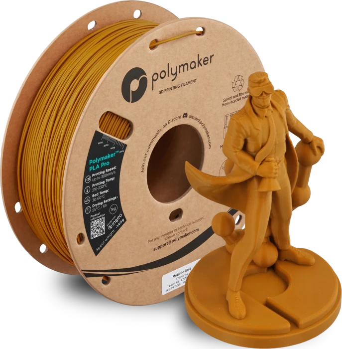 Polymaker PLA, Metallic Gold, Spule, 1.75mm, 1.00kg