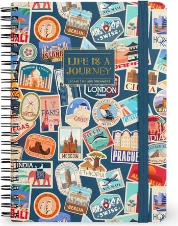 Legami Notizbuch Travel Stickers, A5, liniert, Kunststoff-Cover, mehrfarbig, 160 Blatt