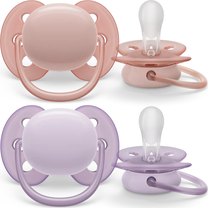 Philips Avent SCF091/32 ultra soft Beruhigungsschnuller, 0-6M, Silikon, mehrfarbig, 4 Stück