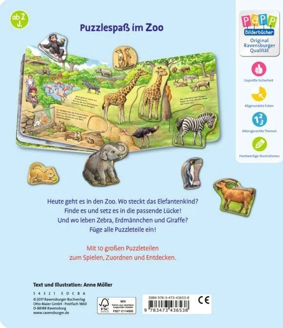 Ravensburger Puzzle Mein großes Puzzle-Spielbuch Zoo