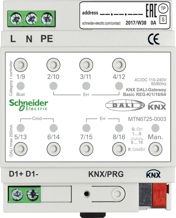 Schneider Electric KNX DALI-Gateway Basic REG-K/1/16/64, 1 Kanal, 4TE REG