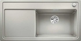 Blanco Zenar XL 6 S DampfgarPlus InFino Becken rechts mit Ablauffernbedienung perlgrau inkl. Holzschneidebrett