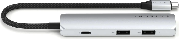 Satechi 4-in-1 Slim Multiport Adapter, silber, USB-C 3.1 [Stecker]