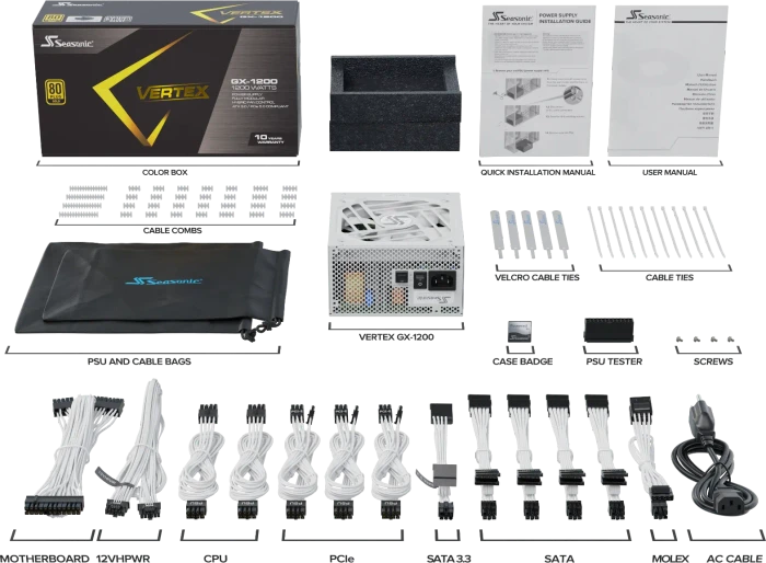 Seasonic Vertex GX-1200 White Edition 1200W, ATX 3.1
