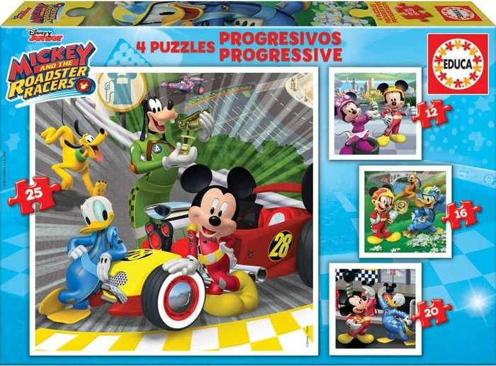 Educa Progressive Puzzles Disney Mickey and the Roadster Racers