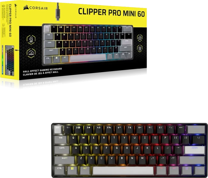 Corsair Clipper Pro Mini 60 Hall Effect, schwarz, Corsair MGX Hyperdrive, USB, US