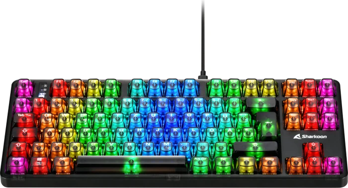 Sharkoon Crystal Shark, Black, LEDs RGB, KKT Kang White V3, USB, DE