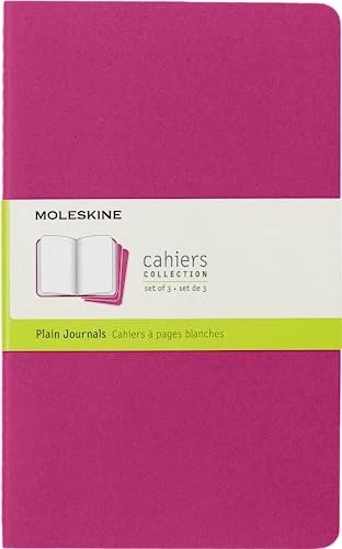 Moleskine Cahier Notizheft, 130x210mm, glatt, fester Einband Large, rosa, 40 Blatt, 3er-Pack