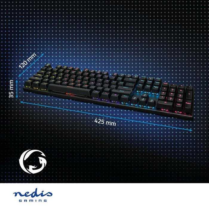 Nedis Wired Gaming Keyboard, schwarz, LEDs RGB, USB, US