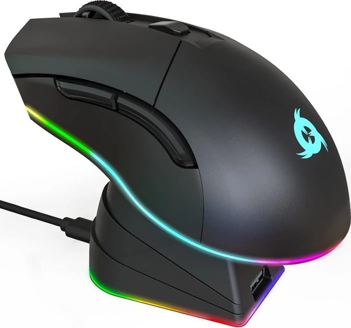 Klim Blaze Pro Rechargeable Wireless RGB mit Ladestation, schwarz, USB