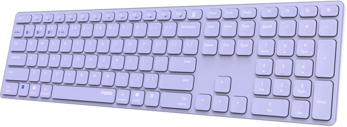 Rapoo E9800M Multi-mode Wireless Ultra-slim Keyboard violett, USB/Bluetooth, DE