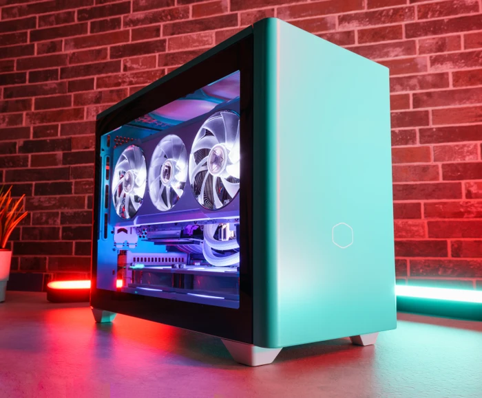 Cooler Master MasterBox NR200P Color Edition Caribbean Blue, Glasfenster, Mini-ITX