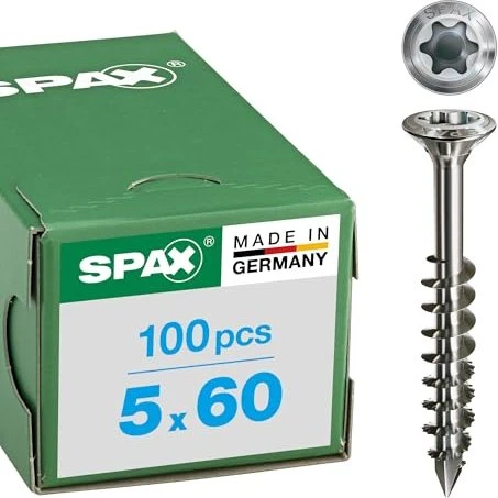 Spax Edelstahl rostfrei A2 T-STAR plus T20 Fassadenschraube, 5x60mm, 100 Stück