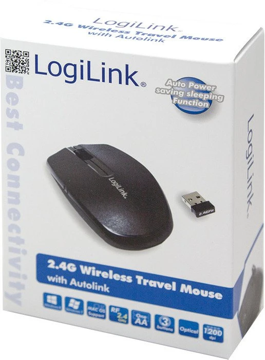 LogiLink Wireless Travel Mouse schwarz, USB