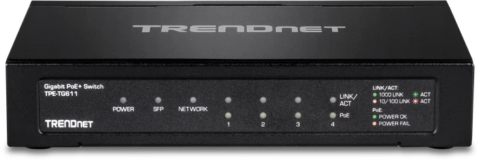 TRENDnet TPE-TG Desktop Gigabit Switch, 5x RJ-45, 1x SFP, 65W PoE+