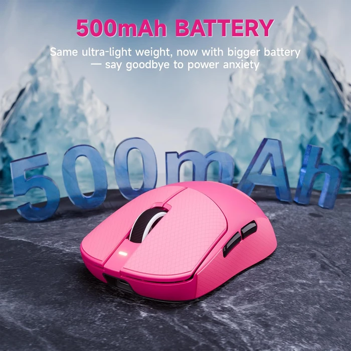 Attack Shark X8 Plus Tri-mode Wireless Gaming Mouse, Berry Red, inkl. Grip Tape & C06 Ultra LED Kabel, USB/Bluetooth