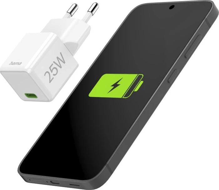 Hama Schnellladegerät USB-C Super-Mini-Charger PD 25W weiß