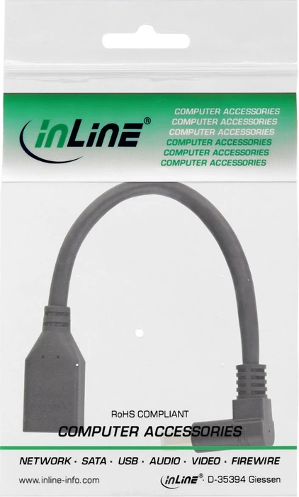 InLine DisplayPort 1.4 Verlängerungskabel 8K4K gewinkelt unten schwarz, 0.15m