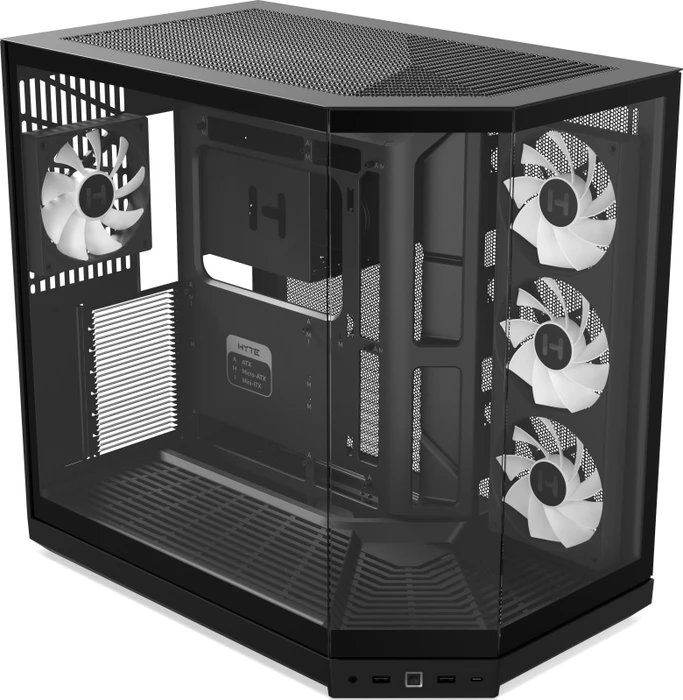 Hyte Y50 Pitch Black, schwarz, Glasfenster