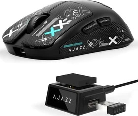 Ajazz AJ159 V2 Wireless Gaming Mouse mit Akku-Ladestation, schwarz, inkl. Grip Tape, USB/Bluetooth