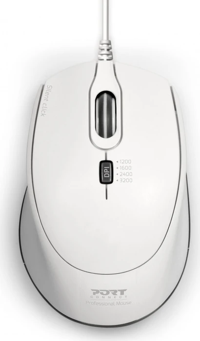 Port Designs Wired Silent Pro Mouse weiß, USB