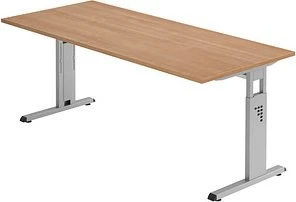 Hammerbacher Ergonomic O-Serie OS19/N Schreibtisch 180x80cm Nussbaum/silber