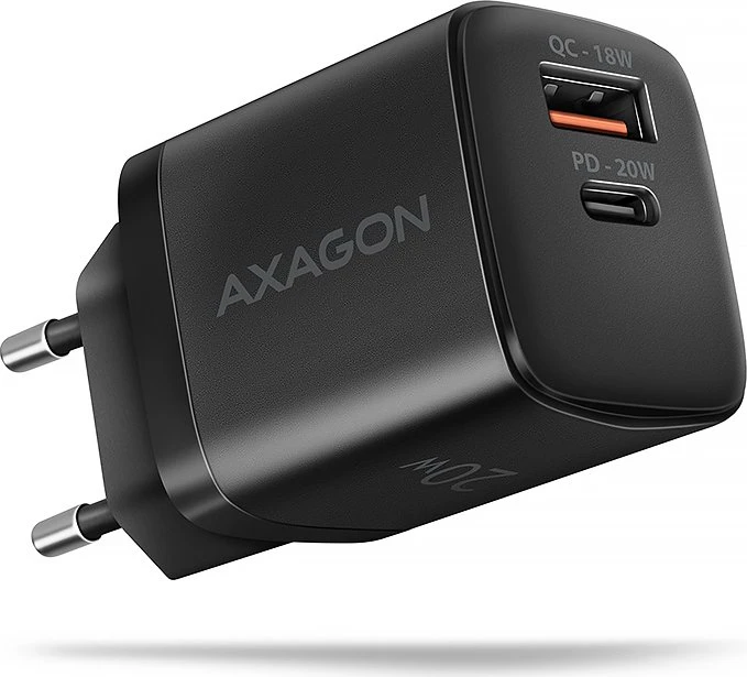 Axagon ACU-PQ20 PD3.0 & QC4+ 2x OUTPUTS Wall Charger 20W schwarz