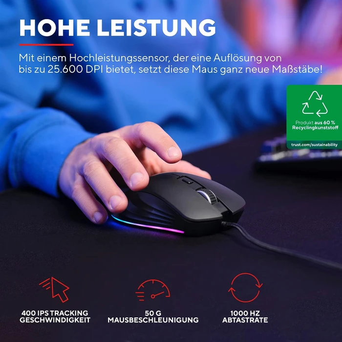 Trust Gaming GXT 924 YBAR+ Gaming Mouse schwarz, USB