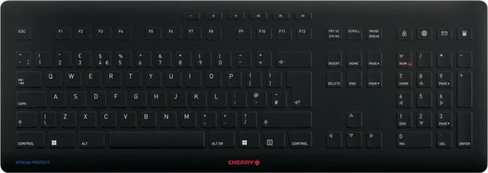 Cherry Stream Protect Keyboard Wireless, schwarz/grau, USB, UK