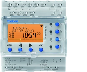 Theben TR 644 top2 RC Digitale Zeitschaltuhr mit Astro-/Jahresprogramm, 4-Kanal, Schaltaktor (6440300)