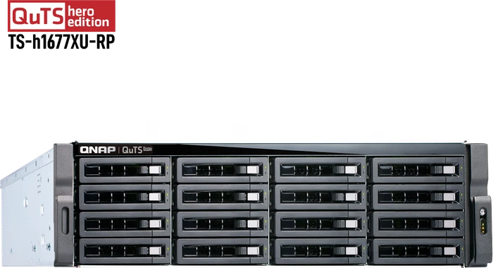 QNAP QuTS hero TS-h1677XU-RP-3700X-32G 160TB, 32GB RAM, 2x SFP+ 10Gb/s, 2x RJ-45 1000Base-T, 3HE