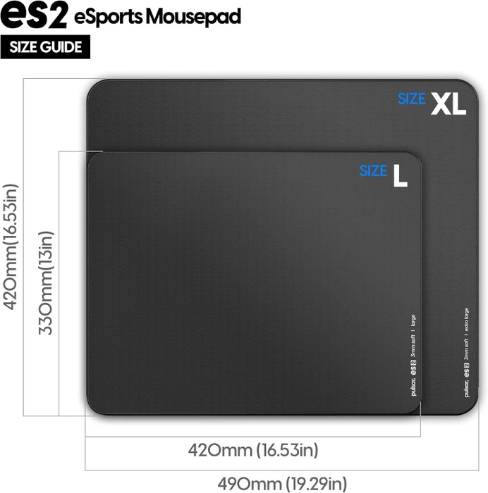 Pulsar Gaming Gears ES2 eSports Gaming-Mauspad L, 419x330mm, schwarz