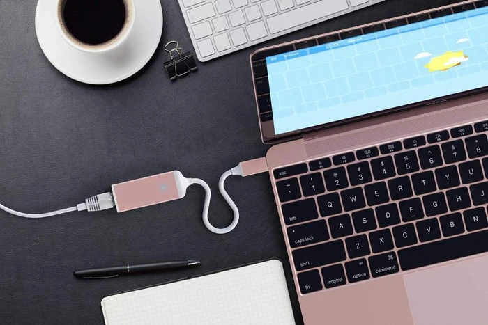 Satechi Gigabit Ethernet Adapter LAN-Adapter, rose gold, USB-C 3.0 [Stecker]