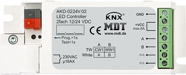 MDT RGBW LED Controller AKD 2-fach, 3/6A, 12/24V CV LED