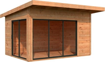 Palmako Andrea 11.2m² Slide Plus Gartenhaus hellbraun tauchgrundiert