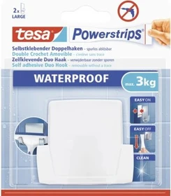 tesa Powerstrips Doppelhaken Kunststoff weiß, Klebenagel, 1 Stück