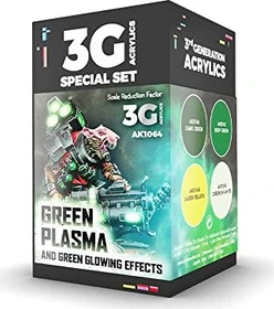 AK-Interactive 3rd Gen Acrylic Colors Wargame Color Set Green Plasma and Glowing Effects Farbset, 4-tlg.