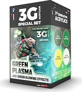 AK-Interactive 3rd Gen Acrylic Colors Wargame Color Set Green Plasma and Glowing Effects Farbset, 4-tlg.