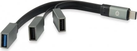 Conceptronic HUBBIES grau USB-Hub, 1x USB-A 3.0, 2x USB-A 2.0, USB-C 3.0 [Stecker]