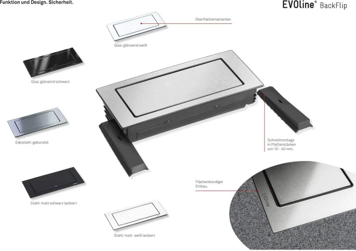 Schulte EVOLine BackFlip Cuisine, 2-fach, 1x USB-A, 2.5m, weiß