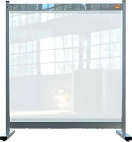 Nobo Premium Plus Schreibtisch-Trennwand aus durchsichtiger Folie, transparent/grau, 77x86cm