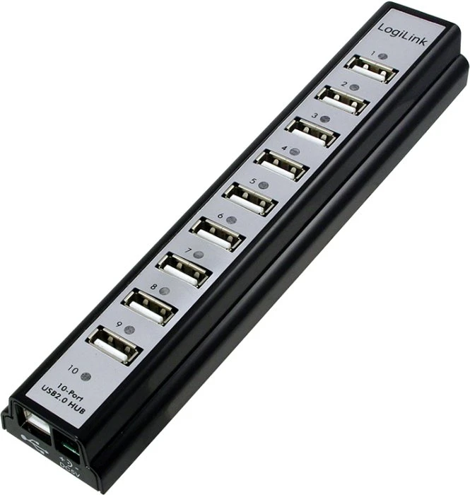 LogiLink USB-Hub, 10x USB-A 2.0, USB-B 2.0 [Buchse]