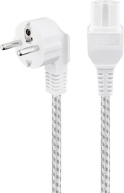 Wentronic Goobay Warmgeräte Netzkabel, Schutzkontakt auf Warmgerätestecker C15, gewinkelt, weiß/silber, 2m (93314)