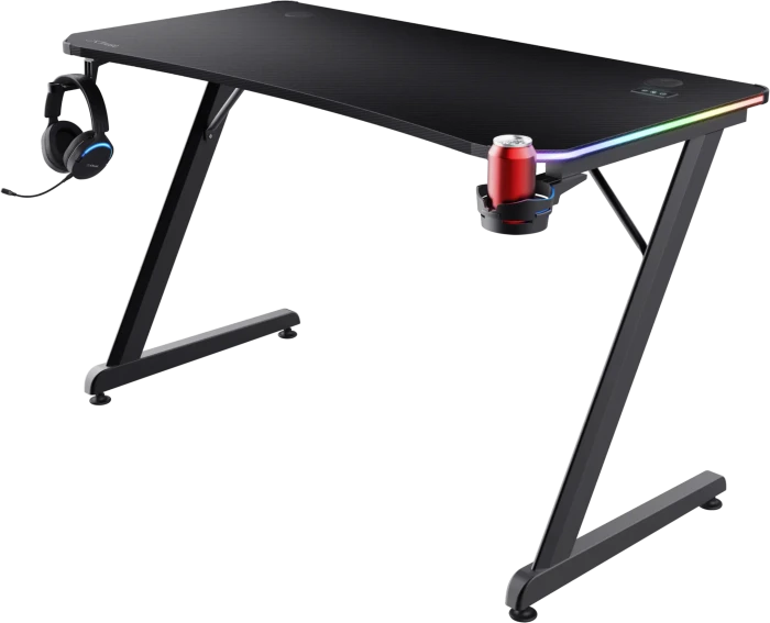 Trust Gaming GXT 709 Luminus RGB Gaming Desk Schreibtisch 120x60cm schwarz/schwarz