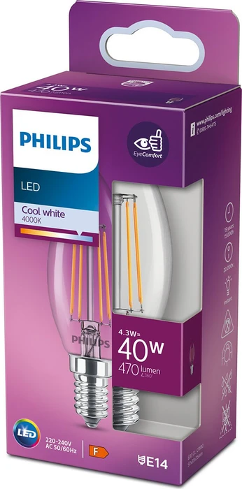 Philips Classic Kerze ND E14 4.3-40W/840 B35 CL