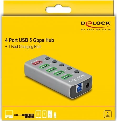 DeLOCK USB-Hub, 5x USB-A 3.0, USB-B 3.0 [Buchse]