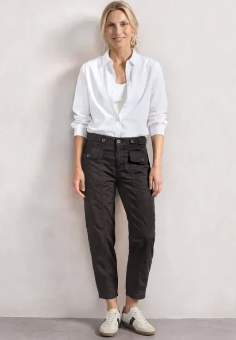 Street One Karlie High Waist Barrel Hose black coffee (Damen)
