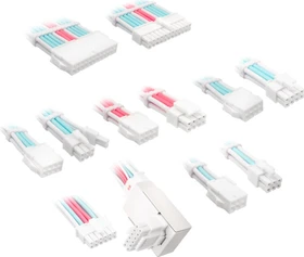Kolink Core Pro Braided Cable Extension Kit 12V-2x6, Typ 1, Sense-Pins an der Oberseite, Brilliant White/Neon Blue/Pure Pink (COREPRO-EK-12VT1-BBP)
